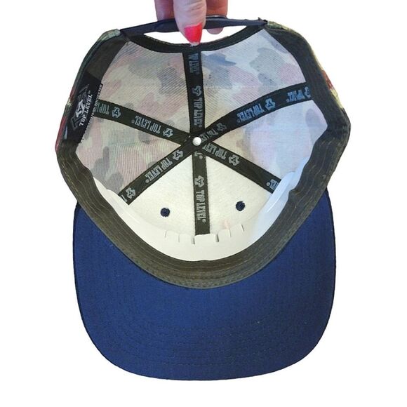 Top Level Blue Red Arizona Camo Mesh Trucker Snapback Hat - Picture 7 of 9